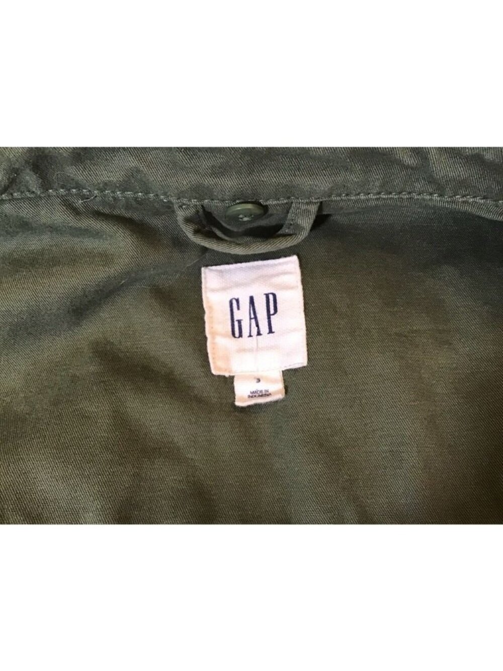 Gap Womens Military Jacket Sm Green Snap Epaulettes Patches Collar 100% Cotton - Picture 3 of 6